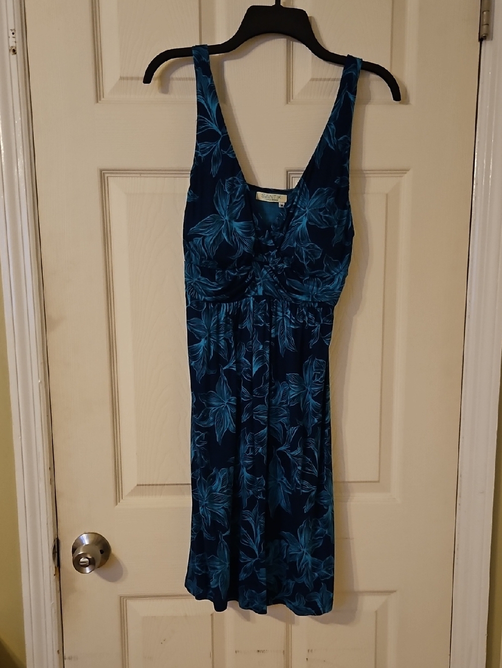 Blue Floral V-Neck Summer Dress